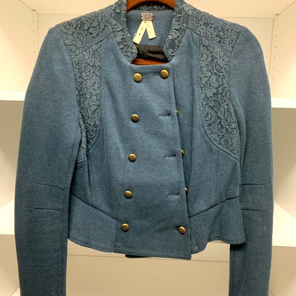 We the Free Sweater Jacket w/ Lace Detail